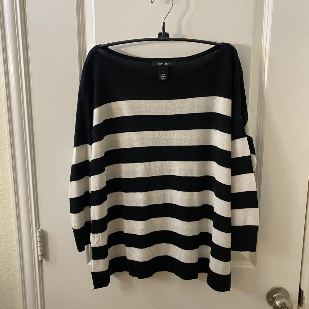 WHBM, XL, Black & White striped sweater